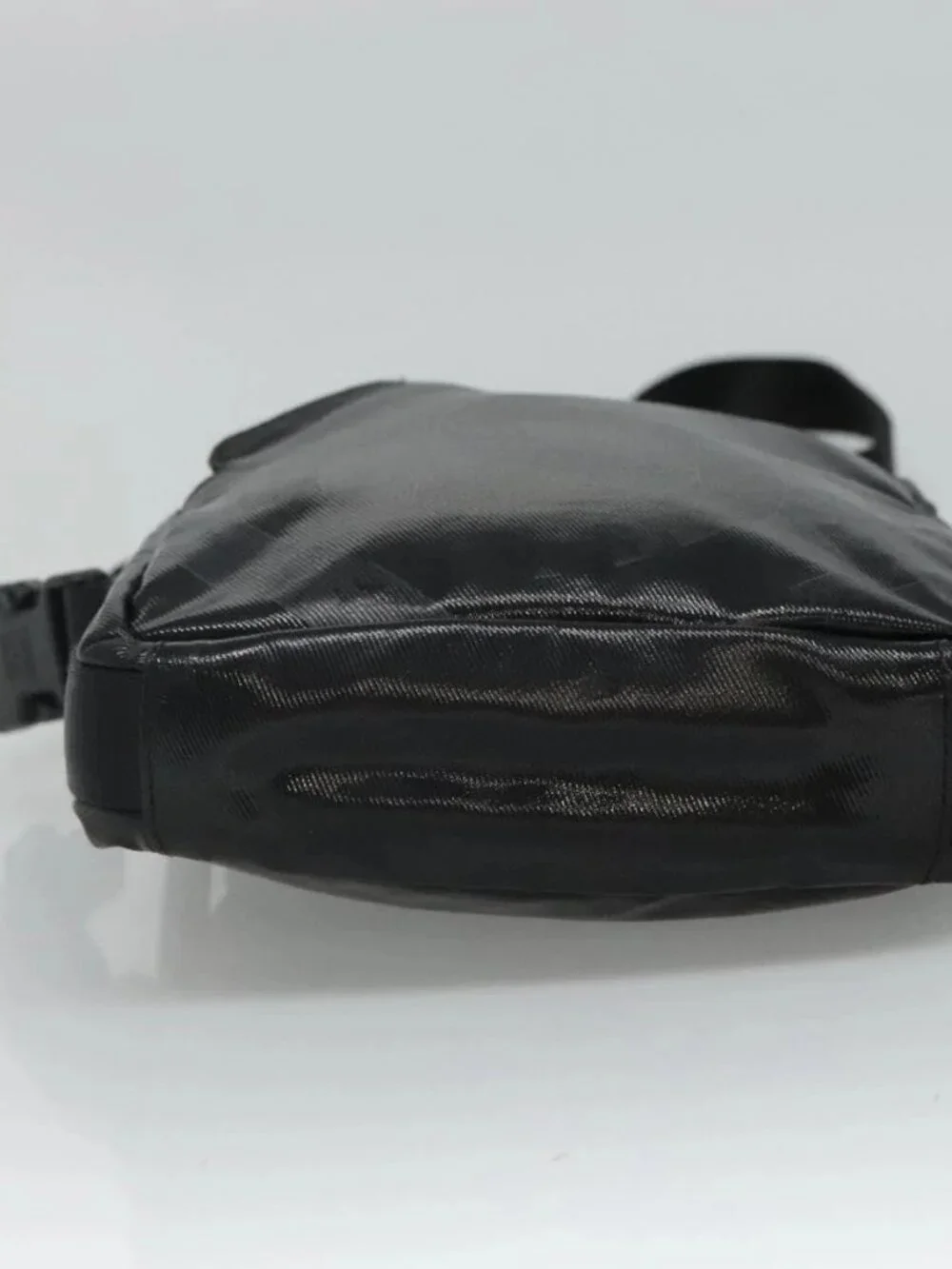 CHANEL Sports COCO Mark Shoulder Bag Coated Canvas Black CC Auth BA202